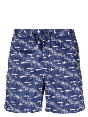 Orlebar Brown Bulldog motif-print swim shorts - Blue