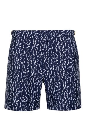 Orlebar Brown Bulldog patterned-jacquard swim shorts - Blue