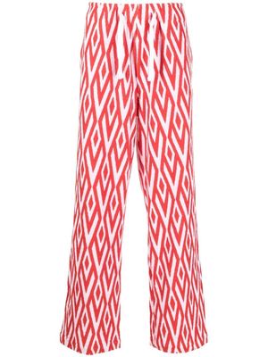 Orlebar Brown diamond-pattern drawstring trousers - Red