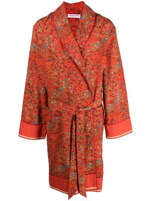 Orlebar Brown floral print belted robe - Red