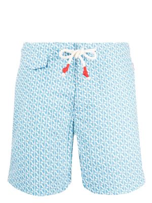 Orlebar Brown geometric-pattern long swim shorts - Blue