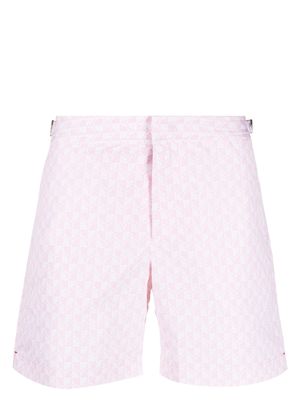 Orlebar Brown geometric-print buckle-fastening swim shorts - Pink