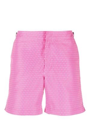 Orlebar Brown graphic-print buckle-detail swim shorts - Pink