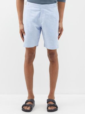 Orlebar Brown - Harrop Buckled Linen-blend Shorts - Mens - Light Blue
