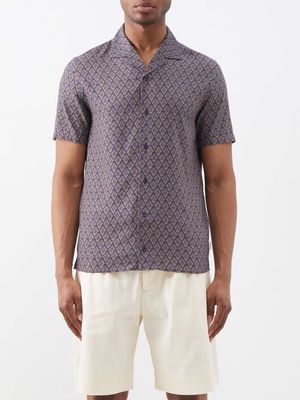 Orlebar Brown - Hibbert Printed Linen-blend Shirt - Mens - Navy Multi