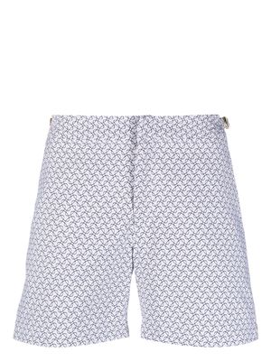Orlebar Brown jacquard geometric-print swim shorts - White