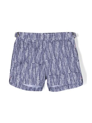 Orlebar Brown Kids Russell leaf-print swim shorts - Blue