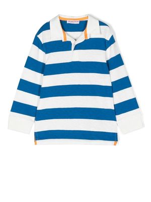 Orlebar Brown Kids striped long-sleeve polo shirt - Blue