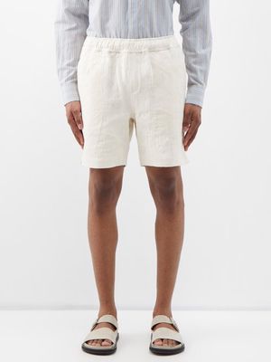 Orlebar Brown - Louis Embroidered Cotton-canvas Shorts - Mens - Cream