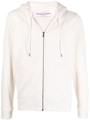 Orlebar Brown ribbed-knit zip-up hoodie - White