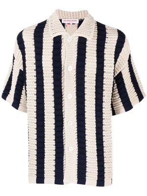 Orlebar Brown Thomas stripe-pattern crochet shirt - Neutrals