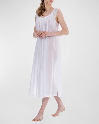 Ornelia 1 Ruched Lace-Trim Cotton Nightgown