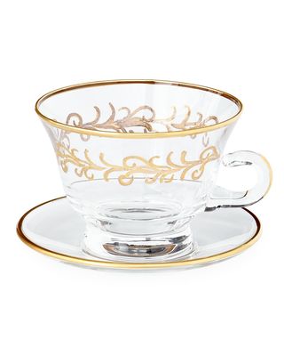 "Oro Bello" Cups & Saucers, Set of 4