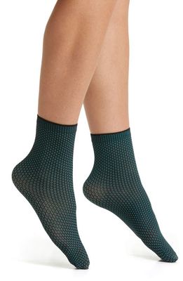 Oroblu Assorted 2-Pack Twins Micropattern Ankle Socks in Black-Cobalto