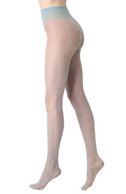 Oroblu Deluxe Metallic Pattern Sheer Tights in Aqua 