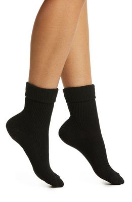 Oroblu Hilda Wool & Cashmere Blend Crew Socks in Black
