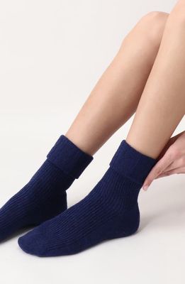 Oroblu Hilda Wool & Cashmere Blend Crew Socks in Marine