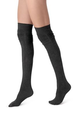 Oroblu Ruched Knee High Socks in Anthracite-Melange