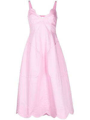 Oroton scallop-detail midi dress - Pink