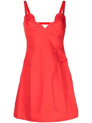 Oroton scallop-detail mini dress - Red
