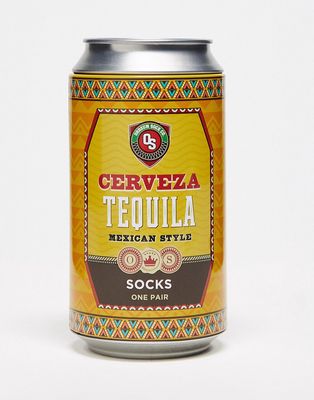 Orrsum Sock Company tequila socks in Christmas gift can in green-Blue