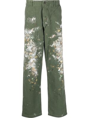 Orslow paint-splatter cotton trousers - Green