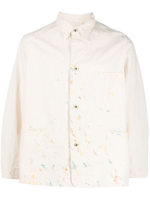 Orslow paint-splatter shirt jacket - Neutrals