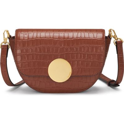 Oryany Lottie Croc Embossed Crossbody Bag in Toffee Tan 