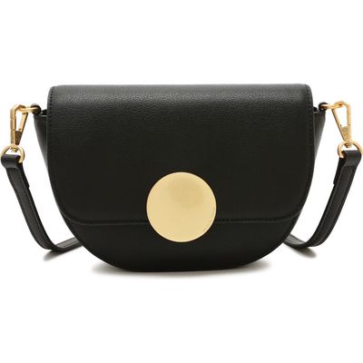 Oryany Lottie Leather Saddle Crossbody Bag in Black