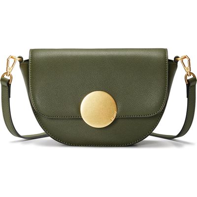 Oryany Lottie Leather Saddle Crossbody Bag in Olive 