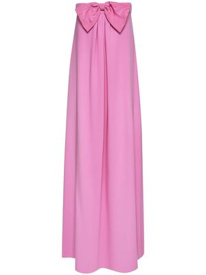 Oscar de la Renta bow-embellished long strapless dress - Pink