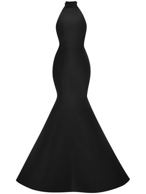 Oscar de la Renta Bow-embellished silk halterneck gown - Black