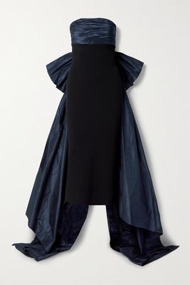 Oscar de la Renta - Bow-embellished Taffeta And Stretch-knit Gown - Blue