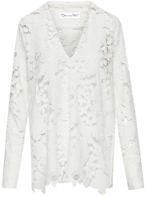 Oscar de la Renta broderie-anglaise silk blouse - White