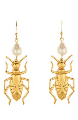 Oscar de la Renta Bug Drop Earrings in Gold