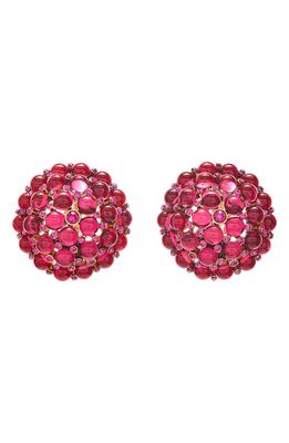 Oscar de la Renta Cabochon Crystal Dome Clip-On Earrings in Fuchsia