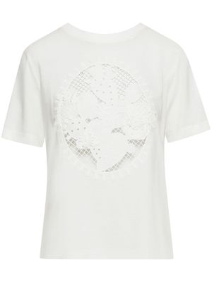 Oscar de la Renta Cactus Eyelet Guipure cotton T-shirt - White