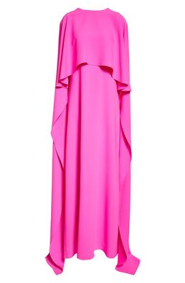 Oscar de la Renta Cape Back Stretch Silk Georgette Caftan Gown in Fuchsia