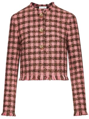 Oscar de la Renta check-pattern tweed jacket - Pink
