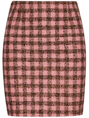 Oscar de la Renta check-pattern tweed straight skirt - Pink
