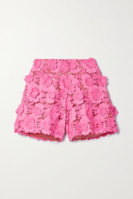 Oscar de la Renta - Cotton Guipure Lace Shorts - Pink