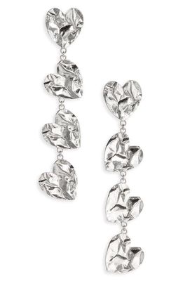 Oscar de la Renta Crushed Heart Drop Earrings in Silver