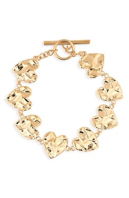 Oscar de la Renta Crushed Heart Link Bracelet in Gold