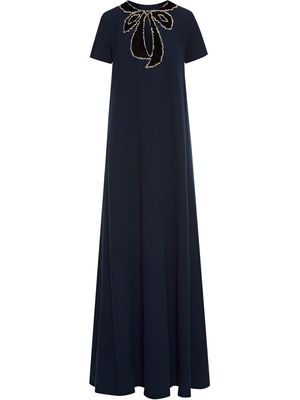 OSCAR DE LA RENTA crystal-embellished bow-detail gown - Blue