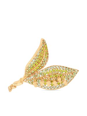 Oscar de la Renta crystal-embellished brooch - Green