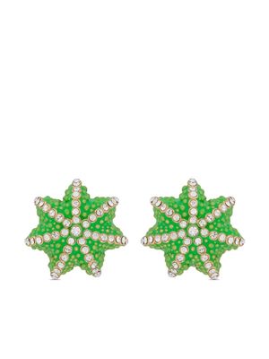 Oscar de la Renta crystal-embellished button earrings - Green