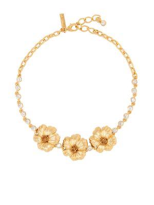 Oscar de la Renta crystal-embellished floral necklace - Gold