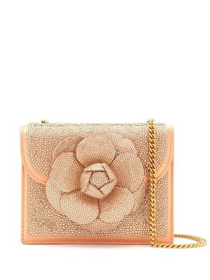 Oscar de la Renta crystal-embellished flower crossbody bag - Gold