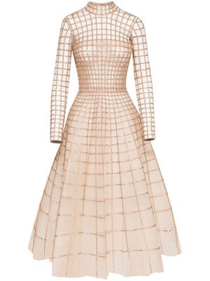 Oscar de la Renta crystal-embellished high-neck dress - Neutrals