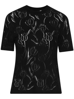 Oscar de la Renta cut-out detail short-sleeve T-shirt - Black
